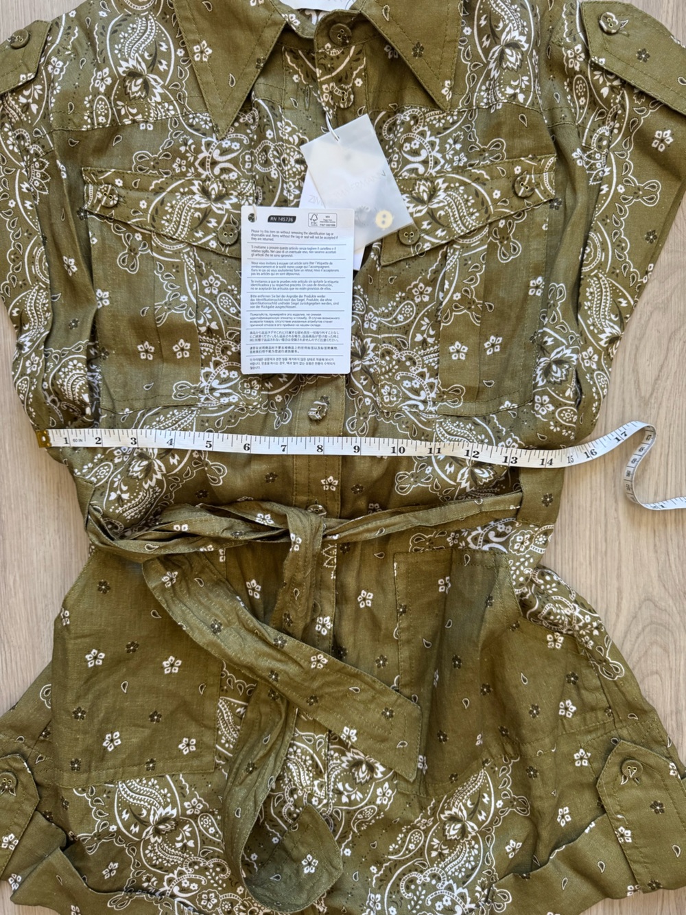 NWT ZIMMERMANN Violet Bandana Khaki Play Suit Tie-Waist Romper Size AUS 0 US 4 - Picture 10 of 16